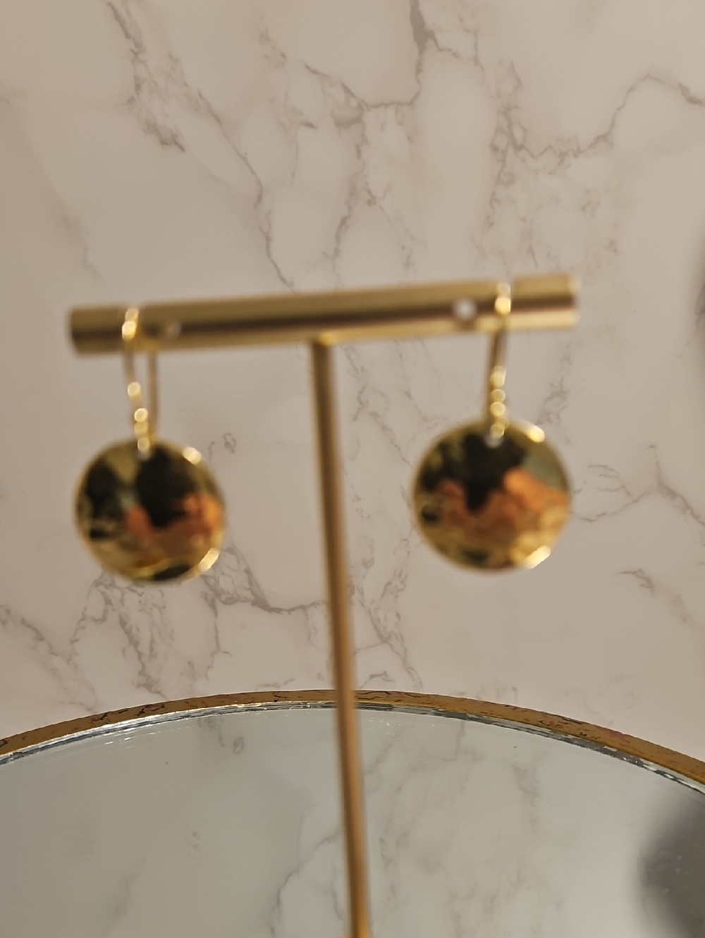 Goldtone Disc Drop Earrings - Women Jewelry AV 925